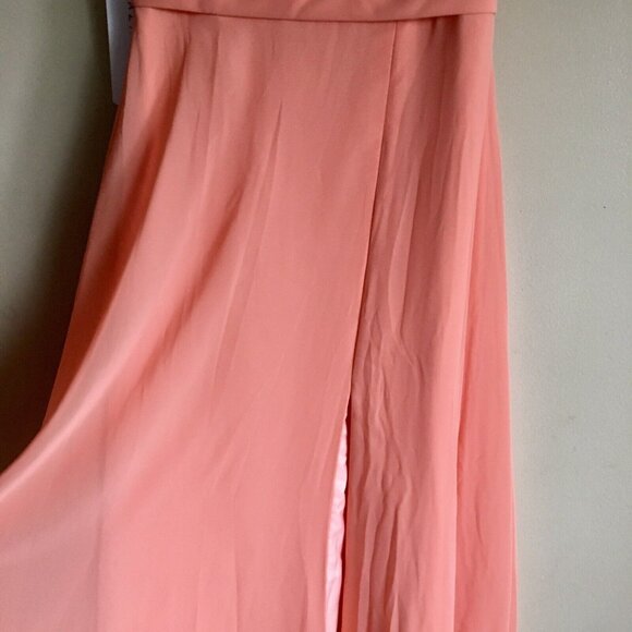AZAZIE CLAUDINE A-Line Flutter Sleeve Chiffon Floor-Length Dress Sunset Size 4 - Picture 9 of 14